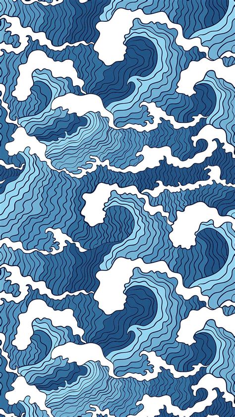 Waves Aesthetics Illustration Japanese Hd Phone Wallpaper Peakpx