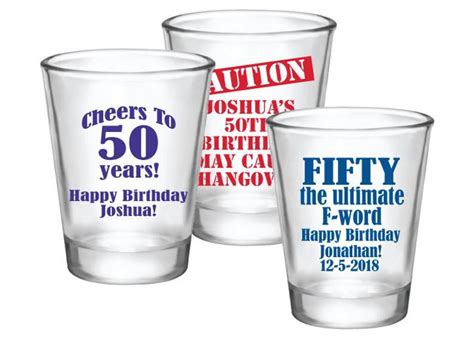 50th Birthday Shot Glasses 50th Birthday Party Favors Etsy Personalized Shot Glasses