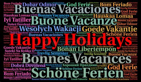 Happy Holidays In Different Languages Word Cloud Stock Illustration