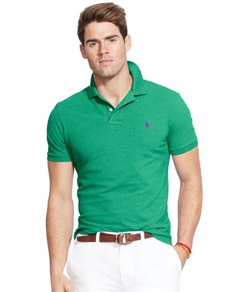 Lyst Polo Ralph Lauren Custom Fit Mesh Polo Shirt In Green For Men