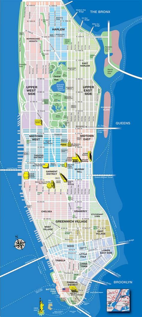 La Mappa Dei Quartieri Di Manhattan Con La Strada Mappa Del