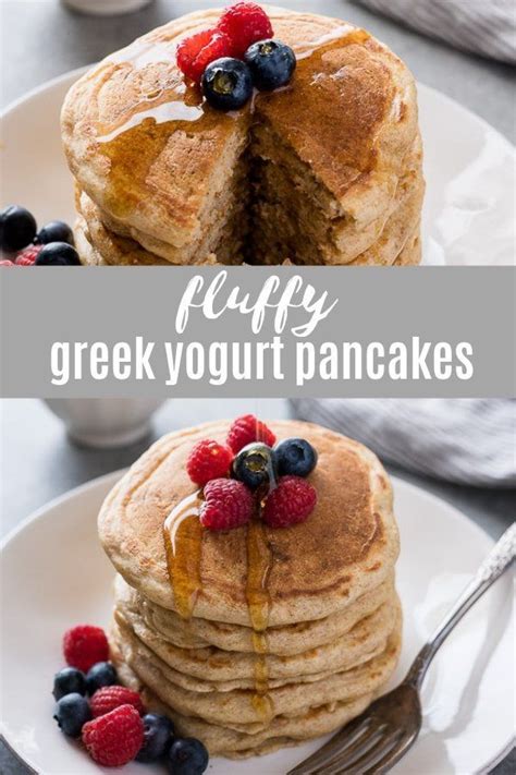 Our greek yogurt pancakes are fluffy and moist with a rich flavor profile that balances whatever sweet topping you choose. Fluffy Greek Yogurt Pancakes are fluffy, healthy and EASY ...