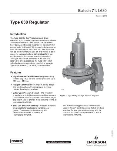 Type 630 Regulator Fisher Regulators Pdf Catalogs Technical
