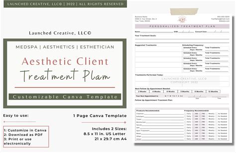 Aesthetic Treatment Plan Form Template Cosmetic Nurse Medspa - Etsy