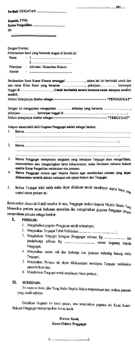 Klip plastik indonesia melalui kuasanya juandyra & patrners law firm yang beralamat di modern golf. Contoh Eksepsi Perdata Wan Prestasi / Jawaban Tergugat ...