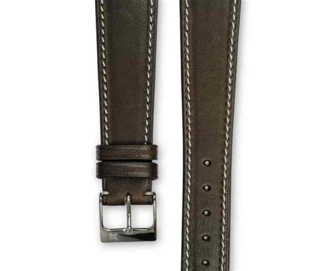 Leather Watch Strap Classic Smooth Chocolate Brown Cream Stitching