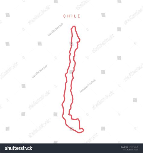 Chile Outline Map Chilean Red Border Stock Illustration 2220798345
