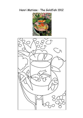Matisse goldfish painting study for. Matisse Colouring Pages by MrsBourdon - Teaching Resources ...