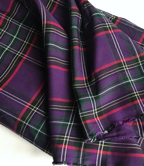 1980s Purple Tartan Silk Cotton Plaid Fabric Vintage Dress Or Etsy