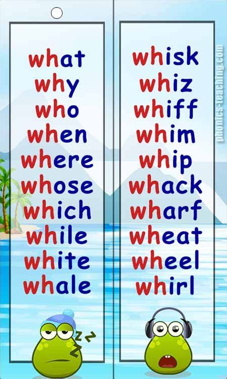 List Of Wh Words Phonics Learning How To Read