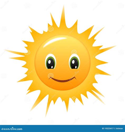 Smiley Sun Vector Icon Stock Vector Illustration Of Shape 19325417