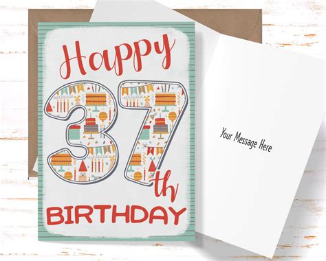Happy 37th Birthday Card For Her Birthday Card For 37th Etsy