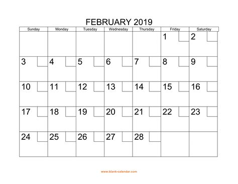 Calendar February 2019 Printable February 2019 Calendar 2018 08 07