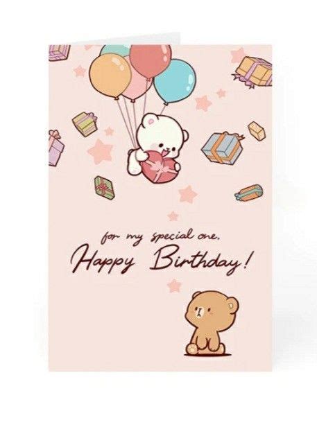 Milk Mocha Birthday Card Birthday Cartoon Cute Bear Drawings Milk