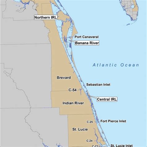 Indian River Lagoon Irl System In Florida Usa Inlets And Major