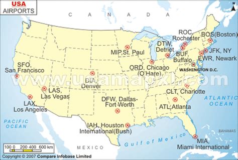 Major Airports And Stations The Usa