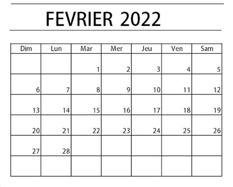 Gratuit Imprimable Février 2022 Calendrier Modèle Pdfexcel The