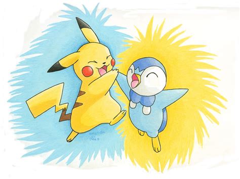 Pikachu And Piplup By Cattensu On Deviantart