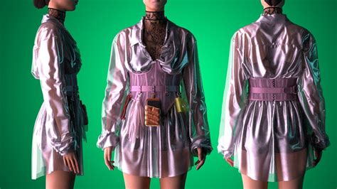 Oversize See Through Shirt With Corset 3d Model Cgtrader