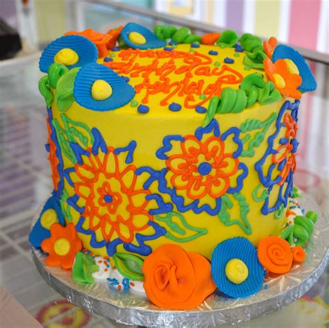 Leahs Sweet Treats Retro Flowers Funky Birthday Cake