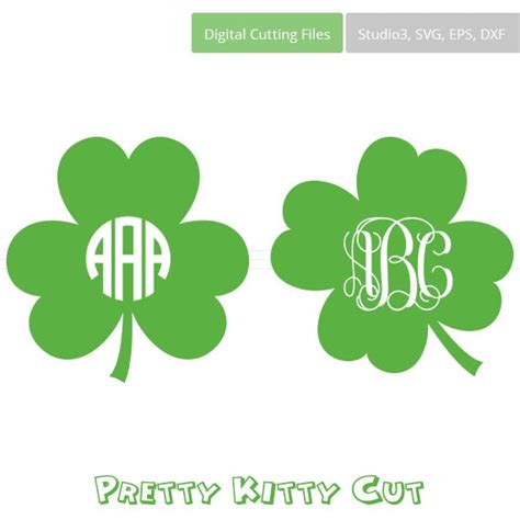 St Patricks Day Shamrock Svg Clover Monogram Frames Etsy