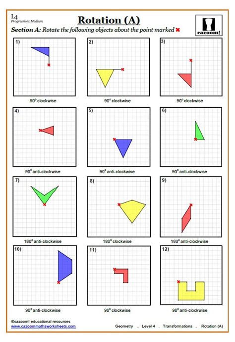 Rotation of shapes worksheets