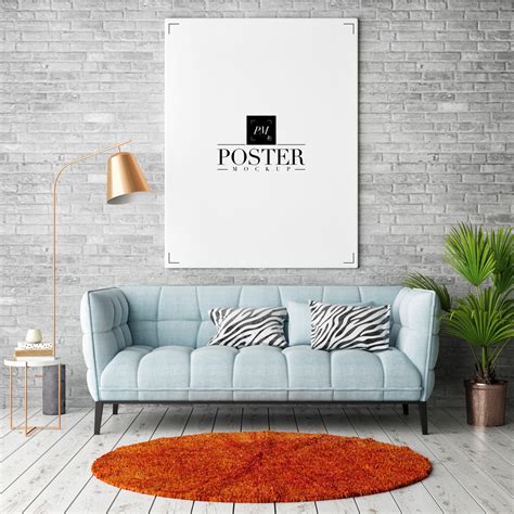 Elegant Room Interior Frame Poster Mockup Psd 2018 Poster Mockup