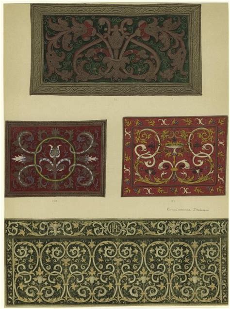 Blue, beige and brown colors with golden. Italian Renaissance Patterns With Floral Designs. From New ...