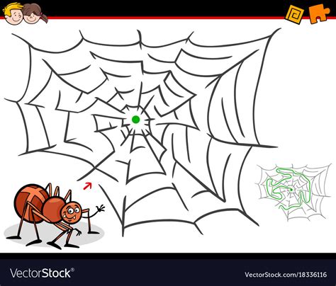 Cartoon Maze Activity With Spider And Web Vector Image