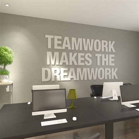 Teamwork Makes The Dreamwork 3d Office Decor Office Wall Design