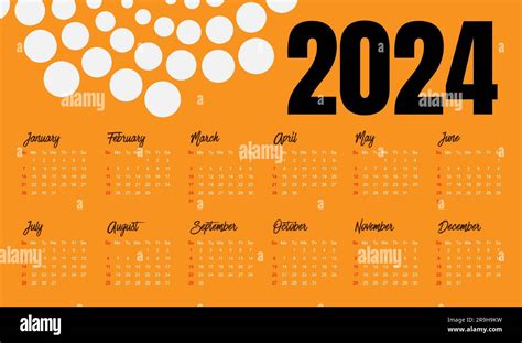 Vector De Plantilla De Calendario 2024 Diseño Mínimo Simple
