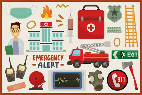 Emergencies Vector Clipart And Seamless Pattern