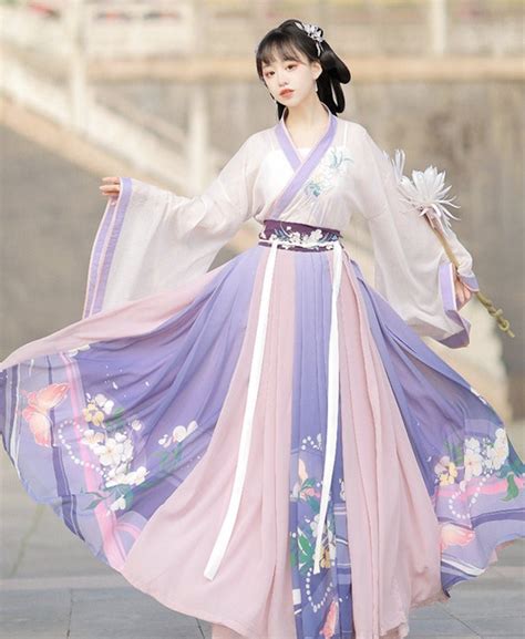 2022 Traditional Women Flower Hanfu Dress Ancient Chinese Costume Beautiful Dance Hanfu