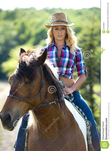 Western Beauty On Horse Stock Image Image Of Wild Plaid