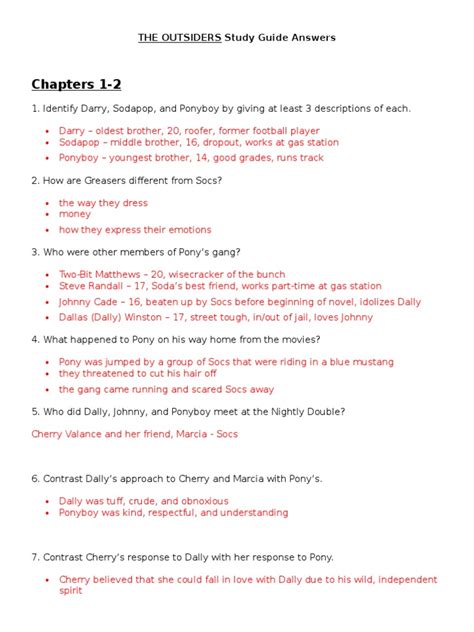 The Outsiders Study Guide Answers Pdf