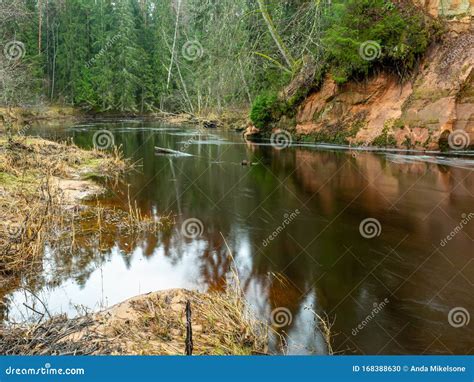 Landscape With Sandstone Cliff On River Bank Stock Photo Image Of