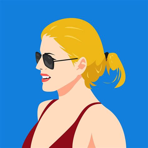 Portrait Of Ponytailed Blonde Woman In Bikini And Sunglasses Side View