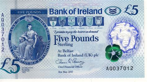 Общая информация о северной ирландии. Северная Ирландия Банкнота 5 фунтов 2017 UNC