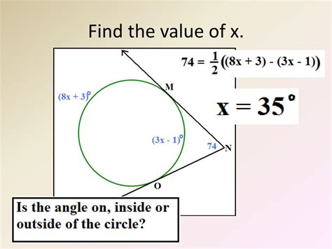 2x + 30 = (30/10) * 5(2x + 3) + 87 PPT - 6.5 Other Angle Relationships in Circles PowerPoint ...