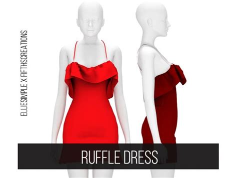 Ruffle Dress The Sims 4 Download Simsdomination In 2020 Ruffle