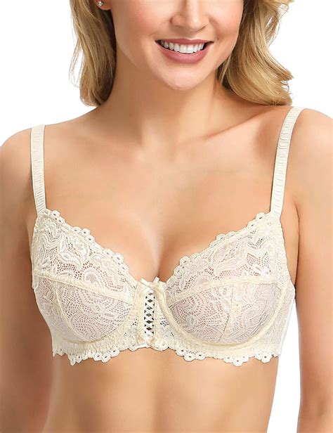 Wingslove Womens Full Coverage Non Padded Bra Soft Cup Floral Lace