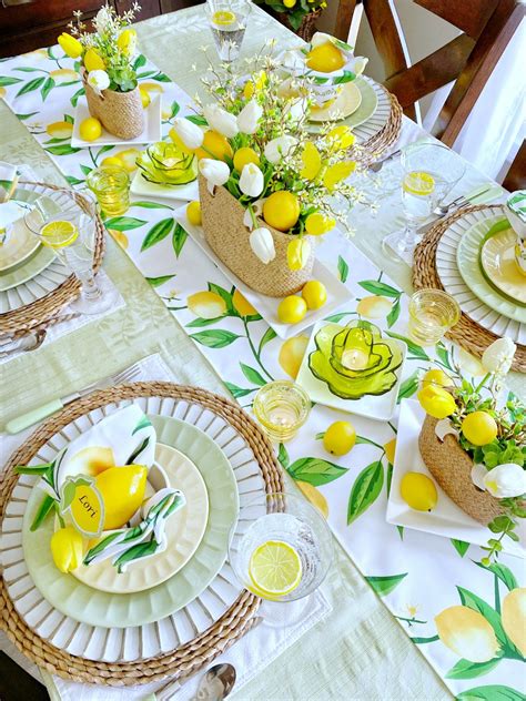 Dining Delight Spring Lemon Tablescape For Mothers Day