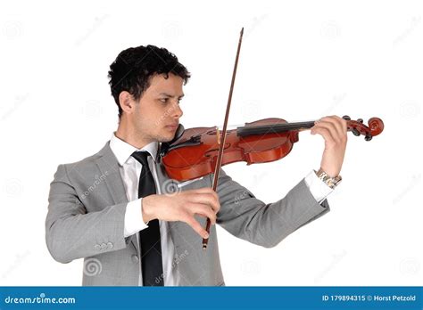 Close Up Of Young Man Playing The Violin Stock Image Image Of