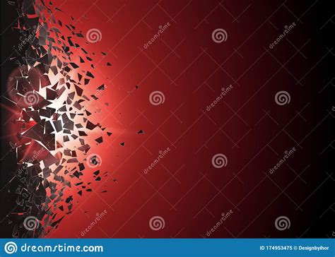 Abstract Cloud Of Pieces And Fragments After Explosion Shatter And