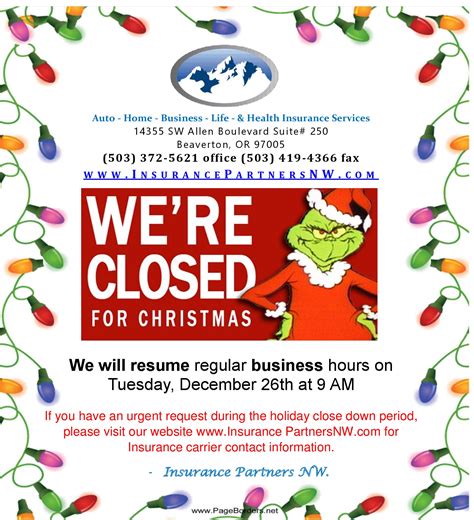 Office Closed For Christmas Holiday Message Template