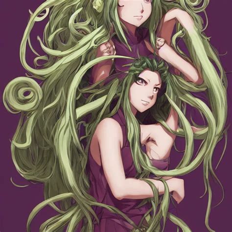 The Portrait Of Medusa Anime Fantasy Illustration By Stable