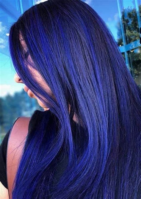 Black Hair With Light Blue Highlights