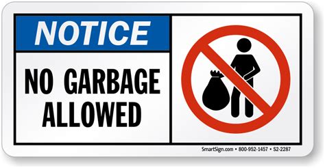 Notice No Garbage Allowed Recycling Sign Sku S2 2287