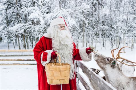 santa claus feeding reindeer rovaniemi lapland finland 4 3 lapland welcome in lappland finnland