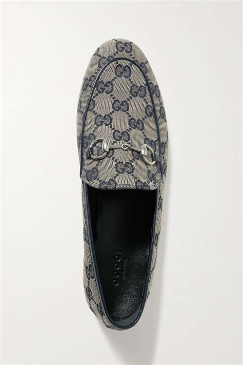 Gucci Jordaan Horsebit Detailed Leather Trimmed Printed Coated Canvas